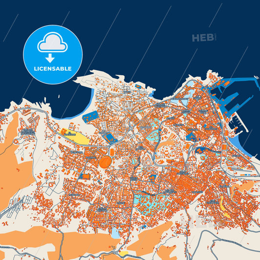 Colorful Jijel Street Map with Labels and Buildings