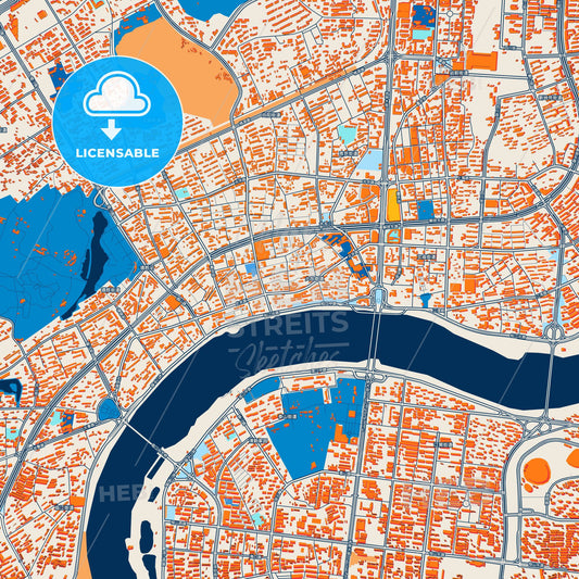 Colorful Jilin City Street Map with Labels and Buildings