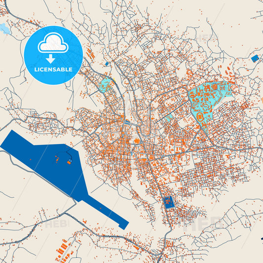 Colorful Jimma Street Map with Labels and Buildings