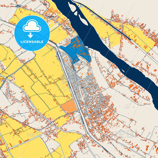 Colorful Jirja Street Map with Labels and Buildings