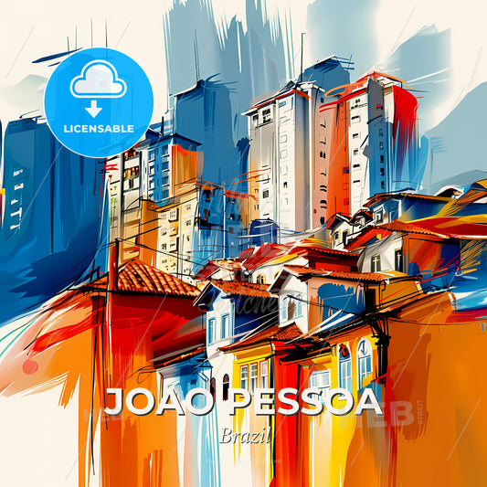 Vibrant Joao Pessoa, Brazil - A Painting Of Buildings And Buildings - Square format print template