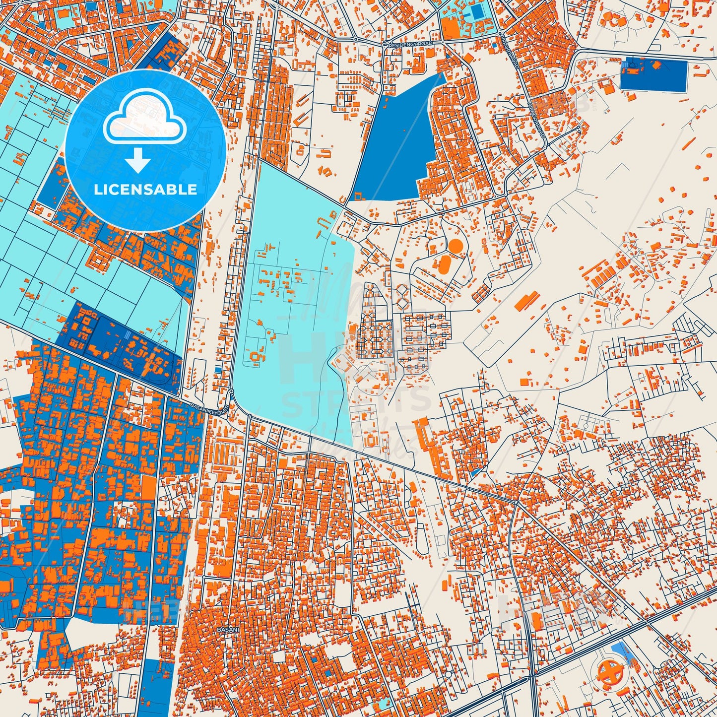 Colorful Jodhpur Street Map with Labels and Buildings