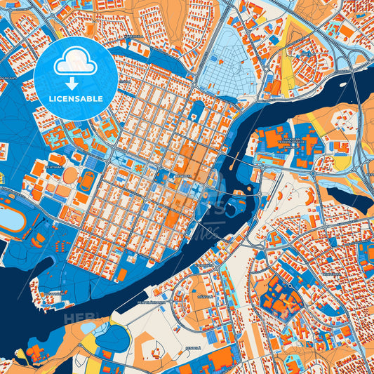 Colorful Joensuu Street Map with Labels and Buildings