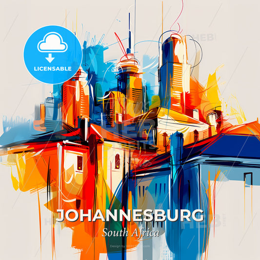 Vibrant Johannesburg, South Africa - A Colorful Cityscape With Buildings - Square format print template