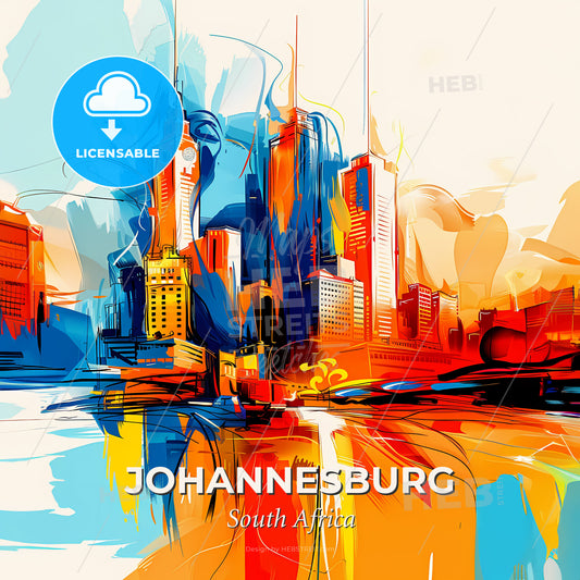 Vibrant Johannesburg, South Africa - A Painting Of A City - Square format print template