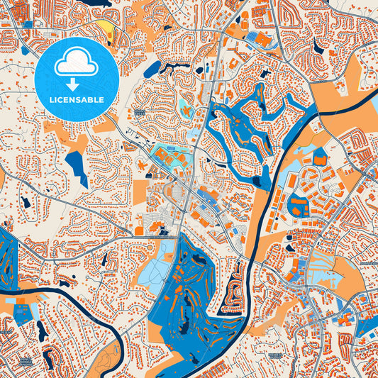 Colorful Johns Creek Street Map with Labels and Buildings