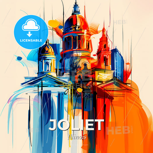 Vibrant Joliet, Illinois - A Painting Of A Building - Square format print template