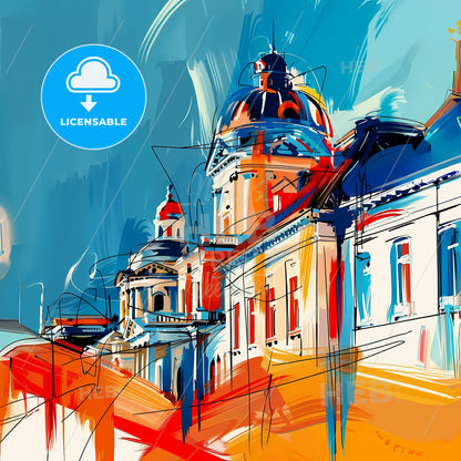 Vibrant Joliet, Illinois - A Painting Of A Building