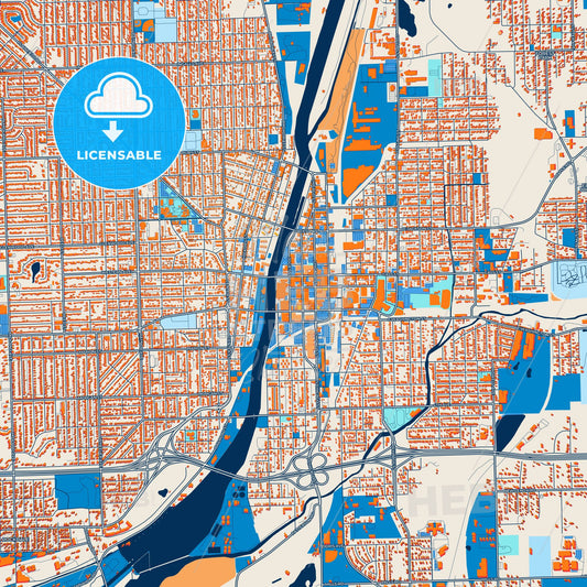 Colorful Joliet Street Map with Labels and Buildings