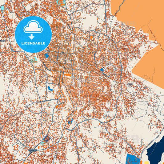 Colorful Jos Street Map with Labels and Buildings