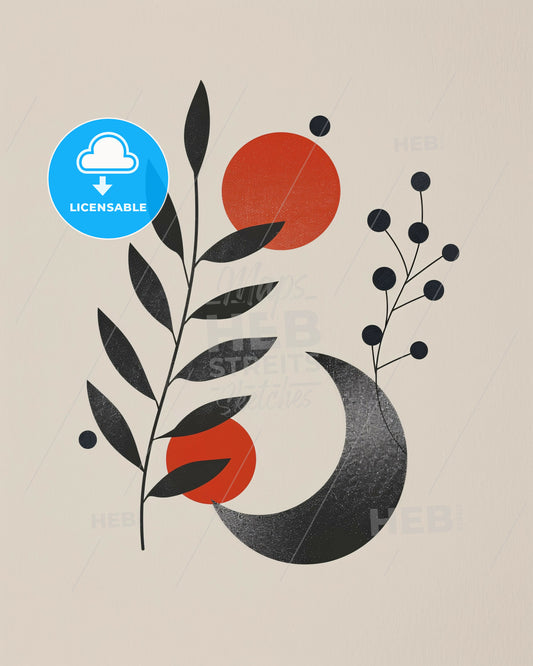 Beige Background Joyful Line Art Simplicity - A black and red design