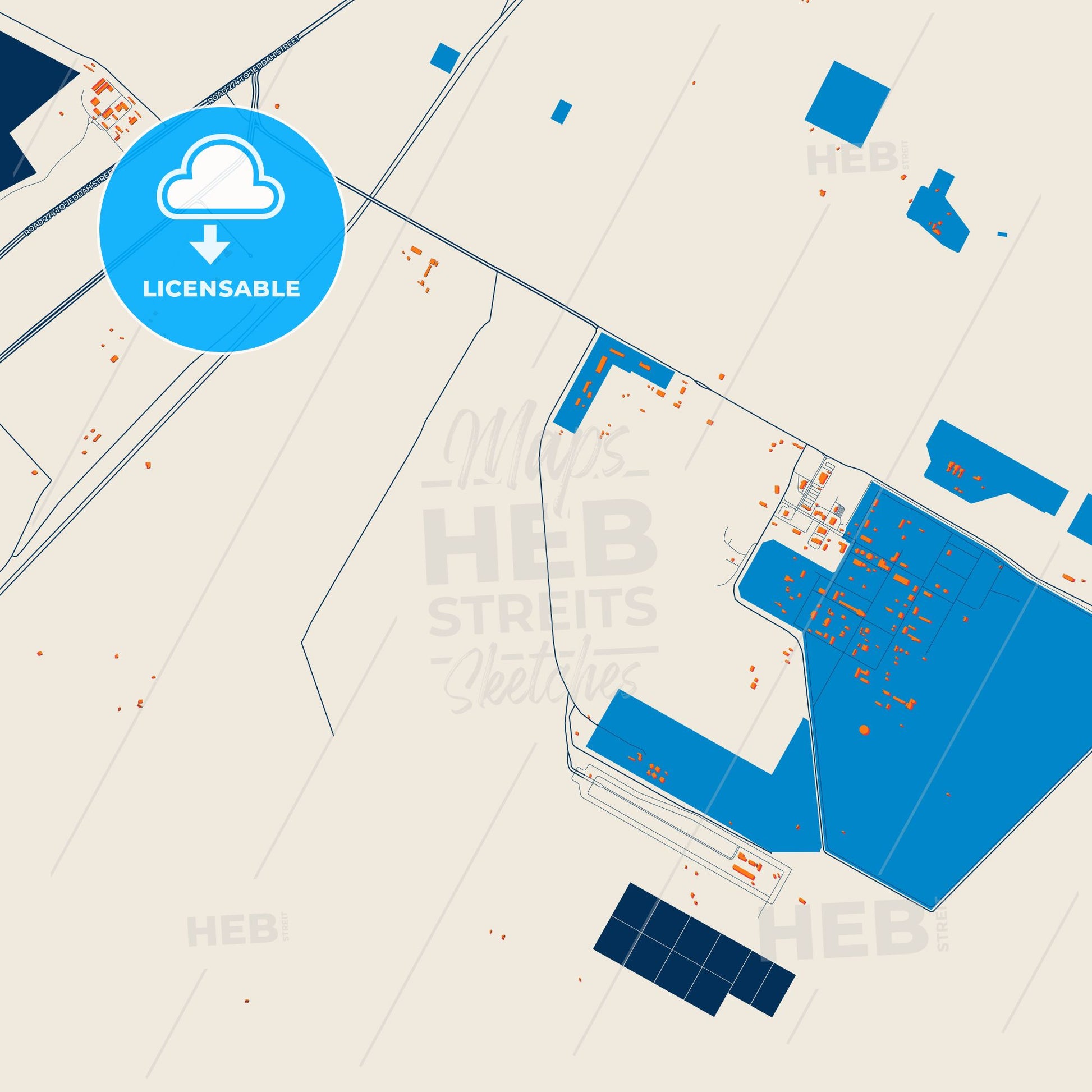 Colorful Jubail Street Map with Labels and Buildings