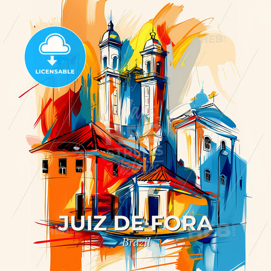 Vibrant Juiz De Fora, Brazil - A Colorful Painting Of A Building - Square format print template