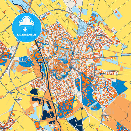 Colorful Julich Street Map with Labels and Buildings