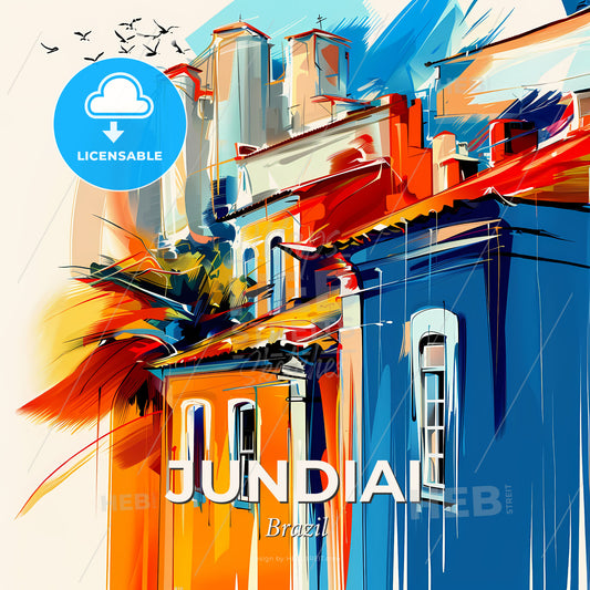 Vibrant Jundiai, Brazil - A Painting Of A Building - Square format print template