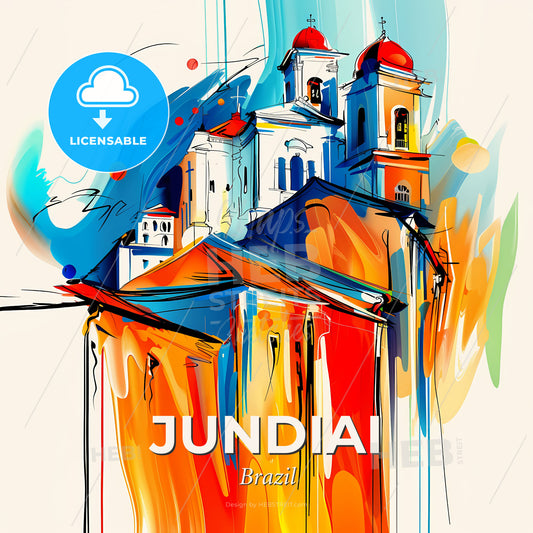 Vibrant Jundiai, Brazil - A Colorful Painting Of A Building - Square format print template