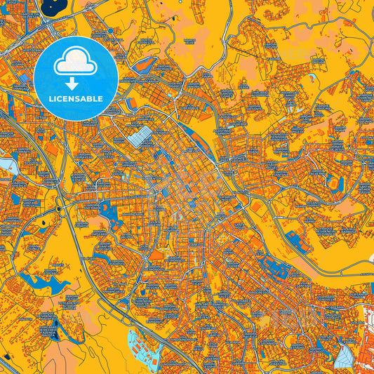 Colorful Jundiai Street Map with Labels and Buildings
