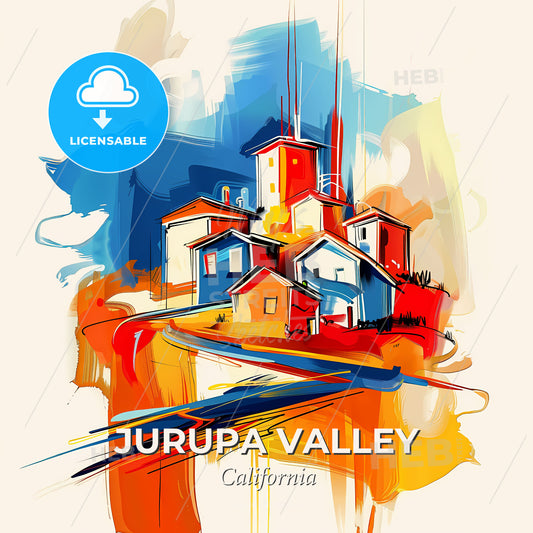 Vibrant Jurupa Valley, California - A Painting Of A Group Of Houses - Square format print template
