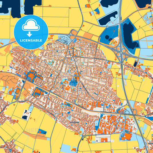 Colorful Kaarst Street Map with Labels and Buildings