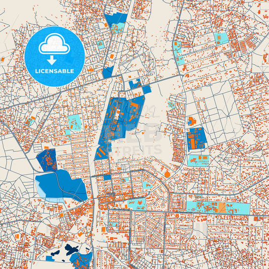 Colorful Kabwe Street Map with Labels and Buildings