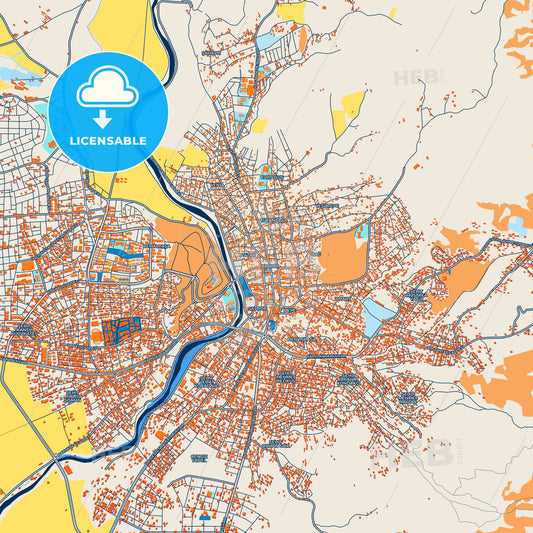 Colorful Kadirli Street Map with Labels and Buildings