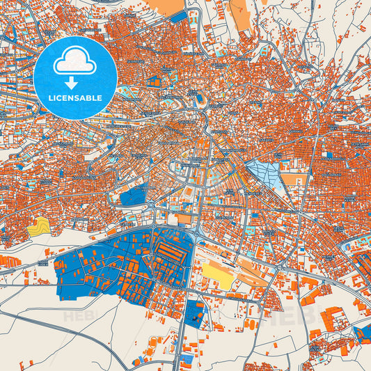 Colorful Kahramanmaraş Street Map with Labels and Buildings