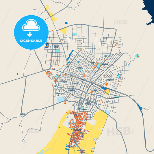 Colorful Kahta Street Map with Labels and Buildings