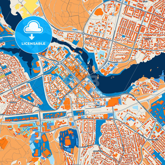 Colorful Kajaani Street Map with Labels and Buildings