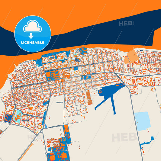Colorful Kakhovka Street Map with Labels and Buildings