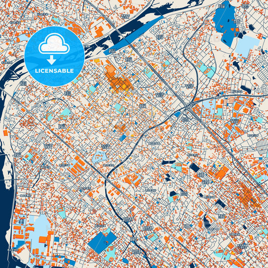 Colorful Kakogawa Street Map with Labels and Buildings