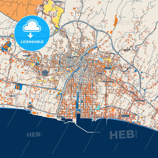 Colorful Kalamata Street Map with Labels and Buildings