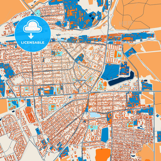 Colorful Kalinkavichy Street Map with Labels and Buildings