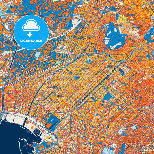 Colorful Kallithea Street Map with Labels and Buildings