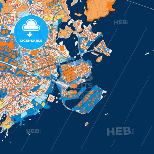 Colorful Kalmar Street Map with Labels and Buildings