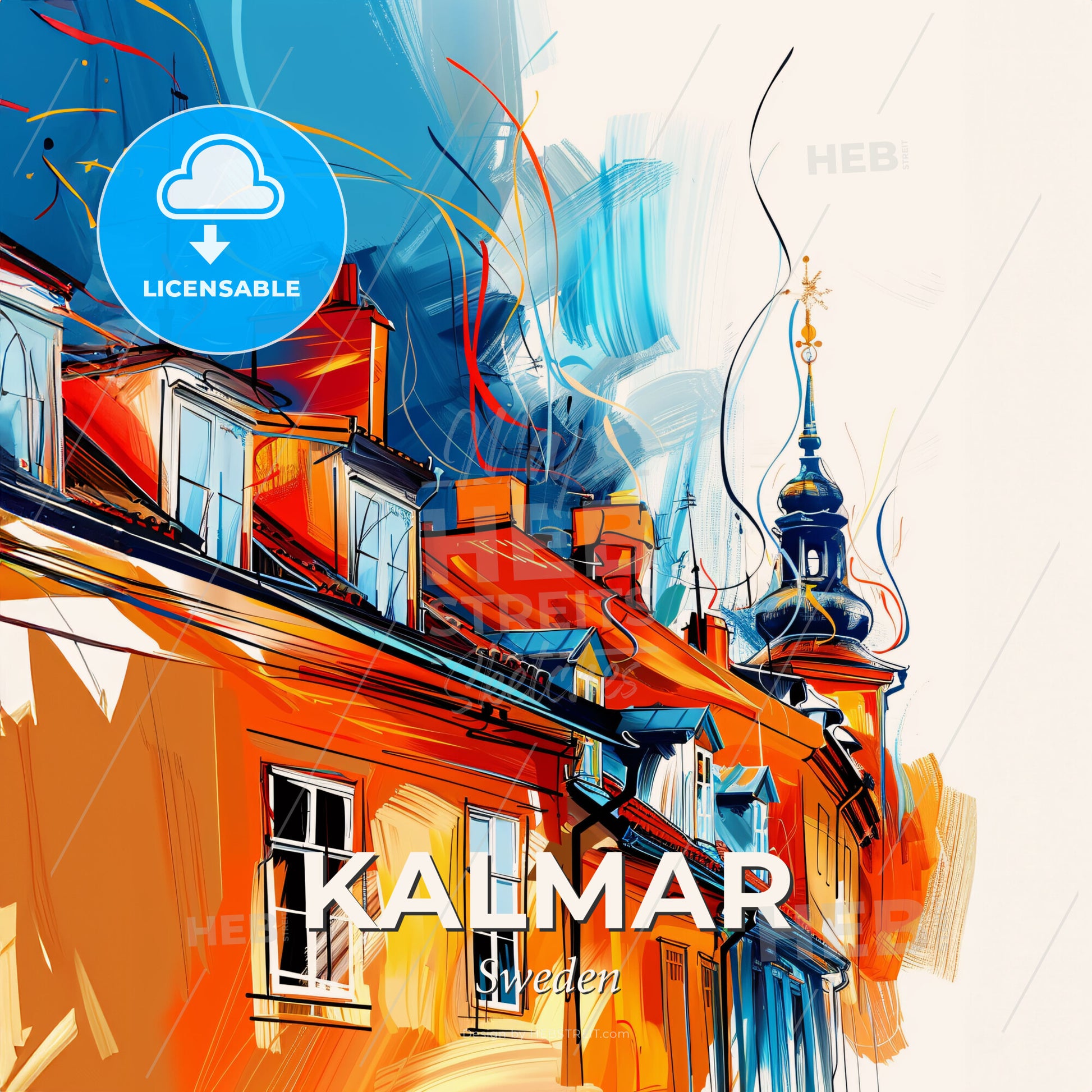 Vibrant Kalmar, Sweden - A Painting Of A Building - Square format print template