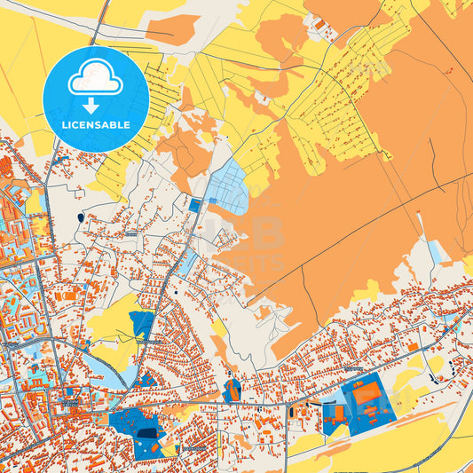 Colorful Kalush Street Map with Labels and Buildings