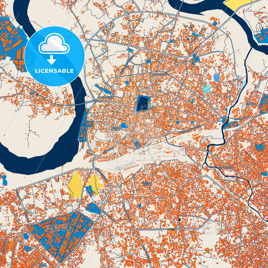 Colorful Kalyan-Dombivli Street Map with Labels and Buildings