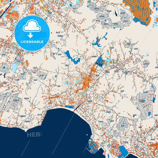 Colorful Kamakura Street Map with Labels and Buildings