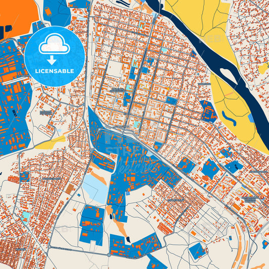 Colorful Kamensk-Shakhtinsky Street Map with Labels and Buildings