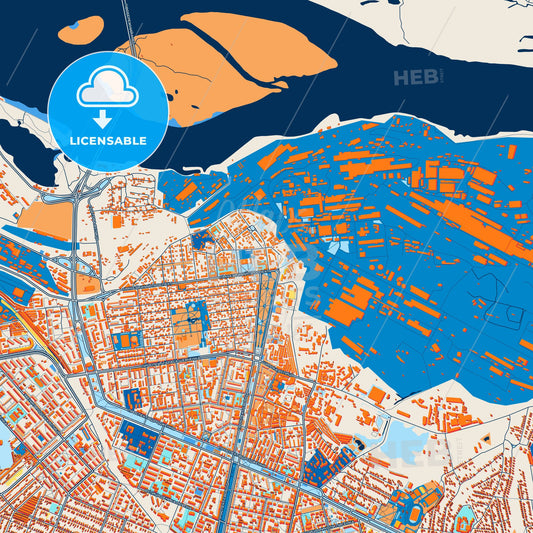 Colorful Kamianske Street Map with Labels and Buildings