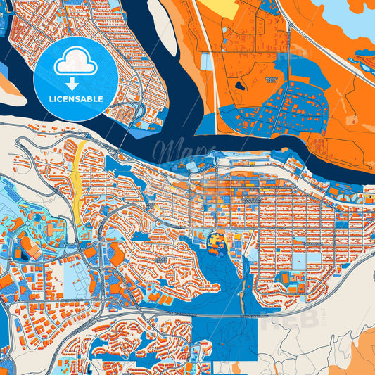 Colorful Kamloops Street Map with Labels and Buildings