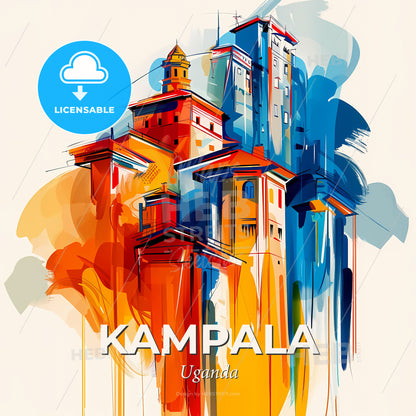 Vibrant Kampala, Uganda - A Colorful Painting Of Buildings - Square format print template