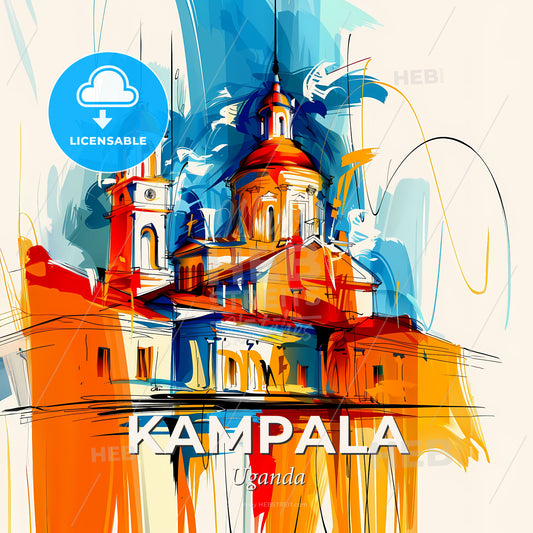 Vibrant Kampala, Uganda - A Painting Of A Building - Square format print template