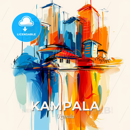 Vibrant Kampala, Uganda - A Colorful Cityscape With Buildings - Square format print template