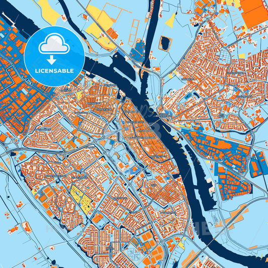 Colorful Kampen Street Map with Labels and Buildings