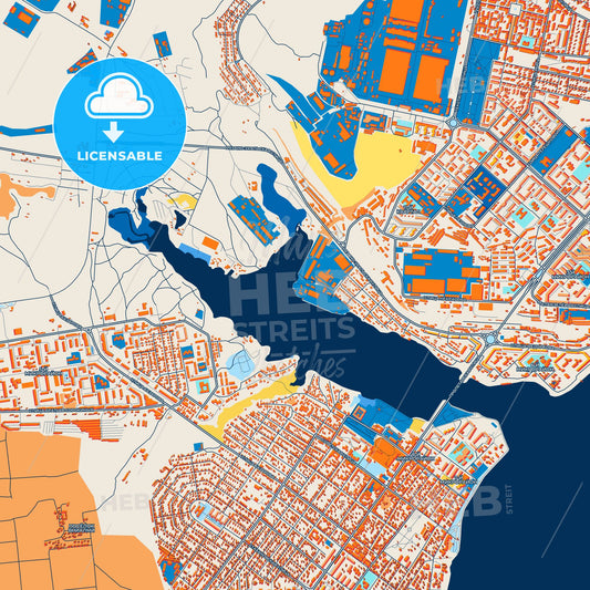 Colorful Kamyshin Street Map with Labels and Buildings