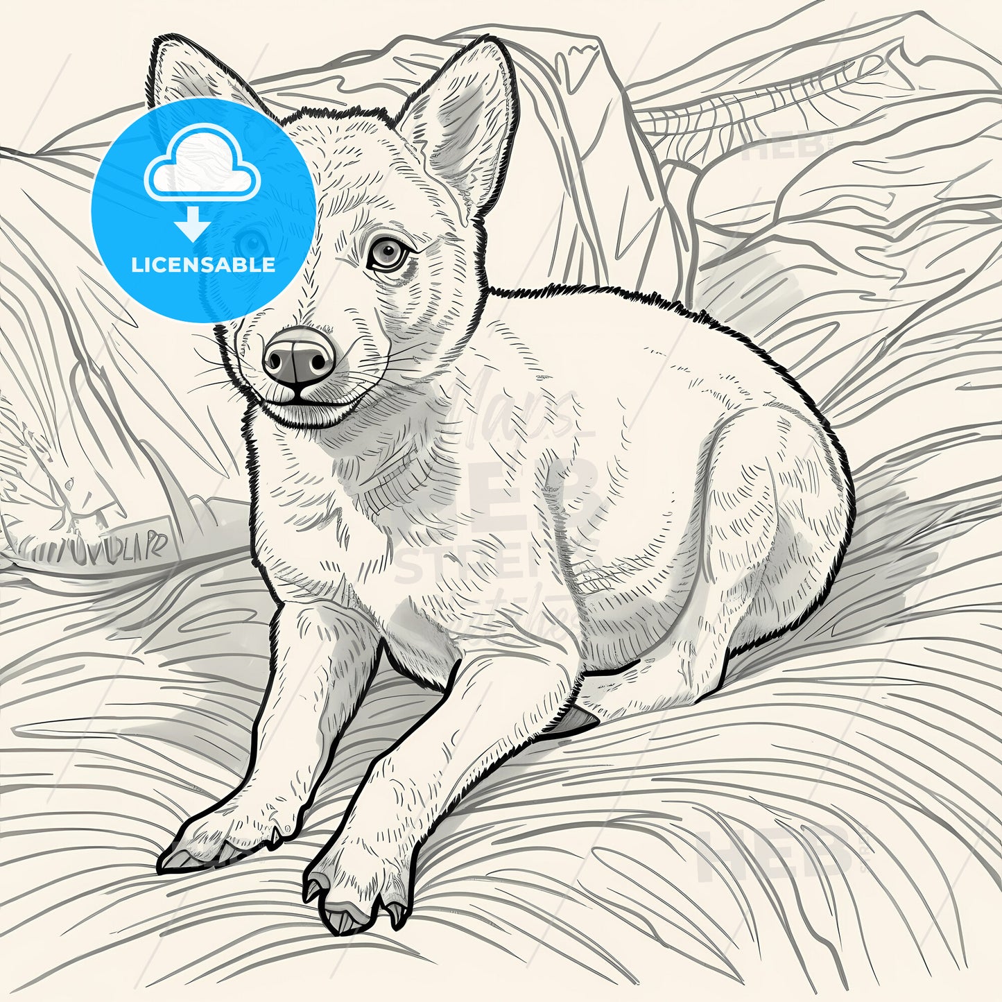 Kangaroo From Australia - A Drawing Of A Dog Lying On A Blanket