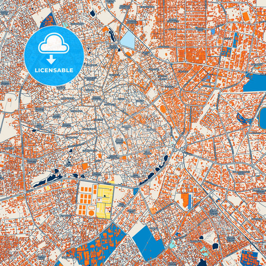 Colorful Kano Street Map with Labels and Buildings