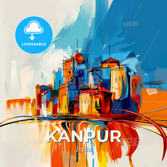 Vibrant Kanpur, India - A Painting Of A City - Square format print template