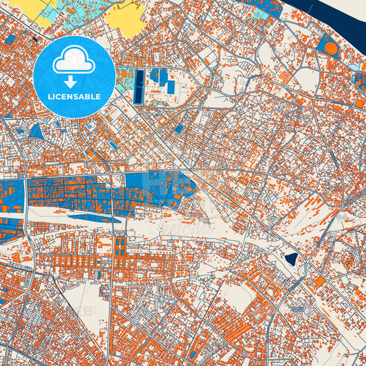 Colorful Kanpur Street Map with Labels and Buildings